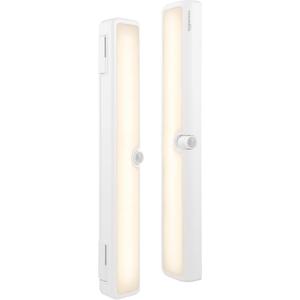 Amazon Basics LED Motion Sensor Light Bar, USB/Battery Operated, 250 Lumens, 12 Inches, Swivel, Under Cabinet Lighting for Closet, Kitchen, 2-Pack, White