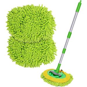47" Car Wash Brush Mop Cleaning Tool with Long Handle Kit for Washing Detail Car Truck, SUV, RV, Trailer, Boat 2 in 1 Chenille Microfiber Sponge Duster, Paint Scratch Free1