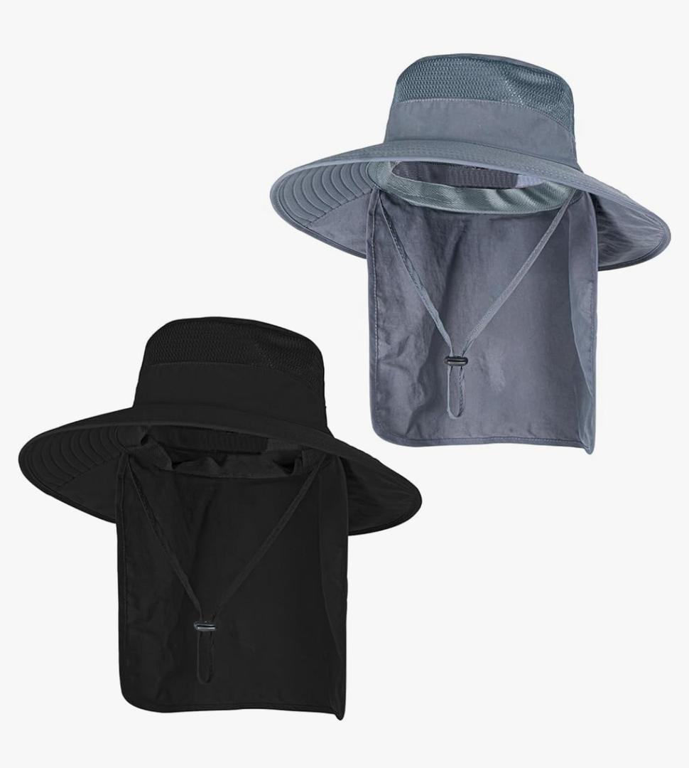 Sun Hats for Men Women Fishing Hat UPF 50+ Breathable Wide Brim Bucket Hats Summer UV Protection Safari Hat with Neck Flap