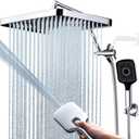 Shower Heads with Handheld Spray Combo, 13 Inches Rain Shower Head with 4 Mode Handheld Wand, and 13 Inches Adjustable Extension Arm, 3 Way Diverter Valve, Extra Long Hose (Chrome)