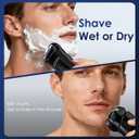 Electric Rechargeable Shaver for Men,Wet & Dry Electric Razor, IPX7 Waterproof Rotary Shaver for Men,4D Floating Head, LED Display,Type-C, Travel-Friendly,Black