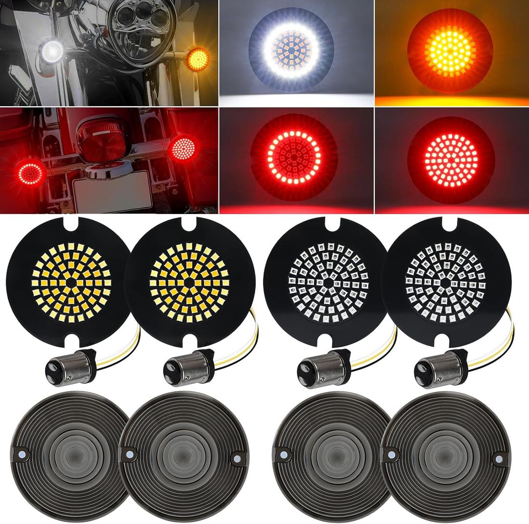 1157 LED Turn Signals 3 1/4", Front Rear Combo Set Flat Housing Led Light Fit for Harley Davidson Electra Glide Road King Softail Tour Glide Ultra Limited 1986-2025