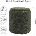 Get Set Style Modern Round Ottoman with Soft Padded Seat, Storage Vanity Stool for Makeup, Upholstered Footrest Stool Ottoman Foot Stool for Living Room, Bedroom, 13.8"D x 13.8"W x 15.4"H
