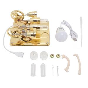 4 Cylinder Hot Air Stirling Engine 4 Cylinder Stirling Engine Miniature Hot Air Power Generator Physics Lab Teaching Model for Kids Students Science Project Classroom (Gold)