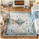 Istana 4x6 Rug - White Cream & Blue Area Rugs 4x6 - Kid & Pet Friendly Machine Washable Rugs - 4 x 6 Area Rug Non Slip & Non Shedding Area Rug - Foldable Rug for Room for Bedroom