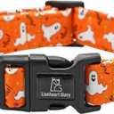 Lionheart Glory Halloween Dog Collar -Fall Dog Collars Heavy Duty, Adjustable Collar for Medium Dogs, Female or Male (Medium (Pack of 1, Ghost)