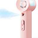 SWEETFULL Handheld Misting Fan Portable - 5000mAh Rechargeable Battery, Powerful Turbo Personal Mister Fans, 5 Speed, Mini Water Spray Mist Hand Fan for Travel, Outdoors, Beach Vacation (Pink)