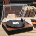 LP&NO.1 Record Player Turntable with Built-in Speakers and USB Play&Recording Belt-Driven Vintage Phonograph Record Player 3 Speed for Entertainment and Home Decoration, Mahogany Wood