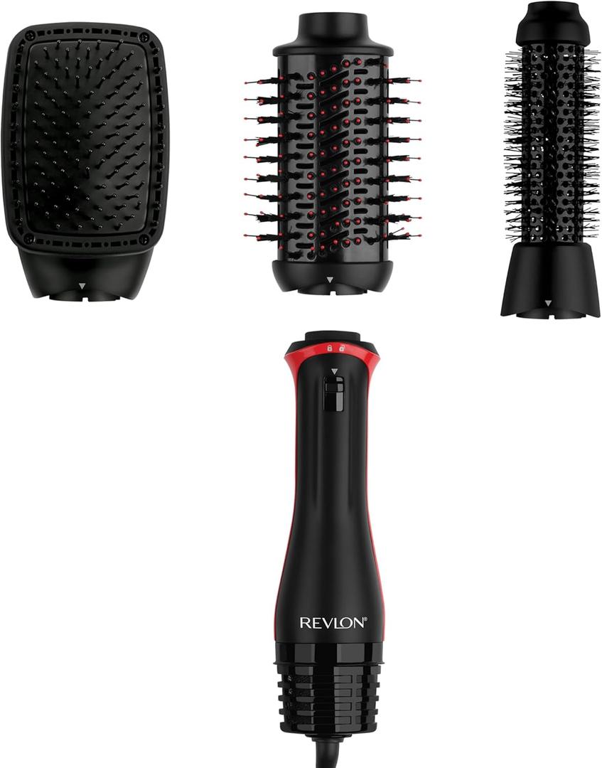 REVLON 3-in-1 Multi-Styler, Blow Dryer Brush, Blowout and Hair Straightener Brush in One to Dry, Curl, Smooth, Shape and Volumize Hair for Gorgeous Salon Blowouts (Black)