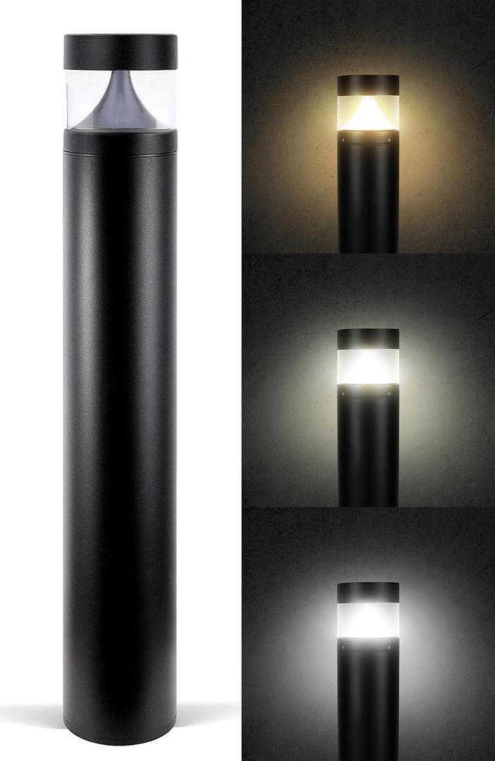 LED Bollard Landscape Light 6.3" Diameter, 20W, 39" Height, 3CCT 3000K/4000K/5000K, 120-277V Outdoor Pathway & Garden Light, IP65 Waterproof, for Driveways & Commercial Landscape, Size 39", Diameter 6.3"