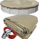 Robelle 30 ft Premium Tan Winter Pool Cover for Above Ground Pools, 4 ft Overlap (34 ft Cover Size), Solid 14 x 14 Scrim, 5.2 oz/yd2, Style: 3130-4A
