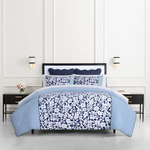 kate spade new york Anemone Field King Comforter Set, 100% Cotton Reversible Cover, All Season 3 Piece Bedding, Machine Washable, Blue Multicolor, King, Anemone Field