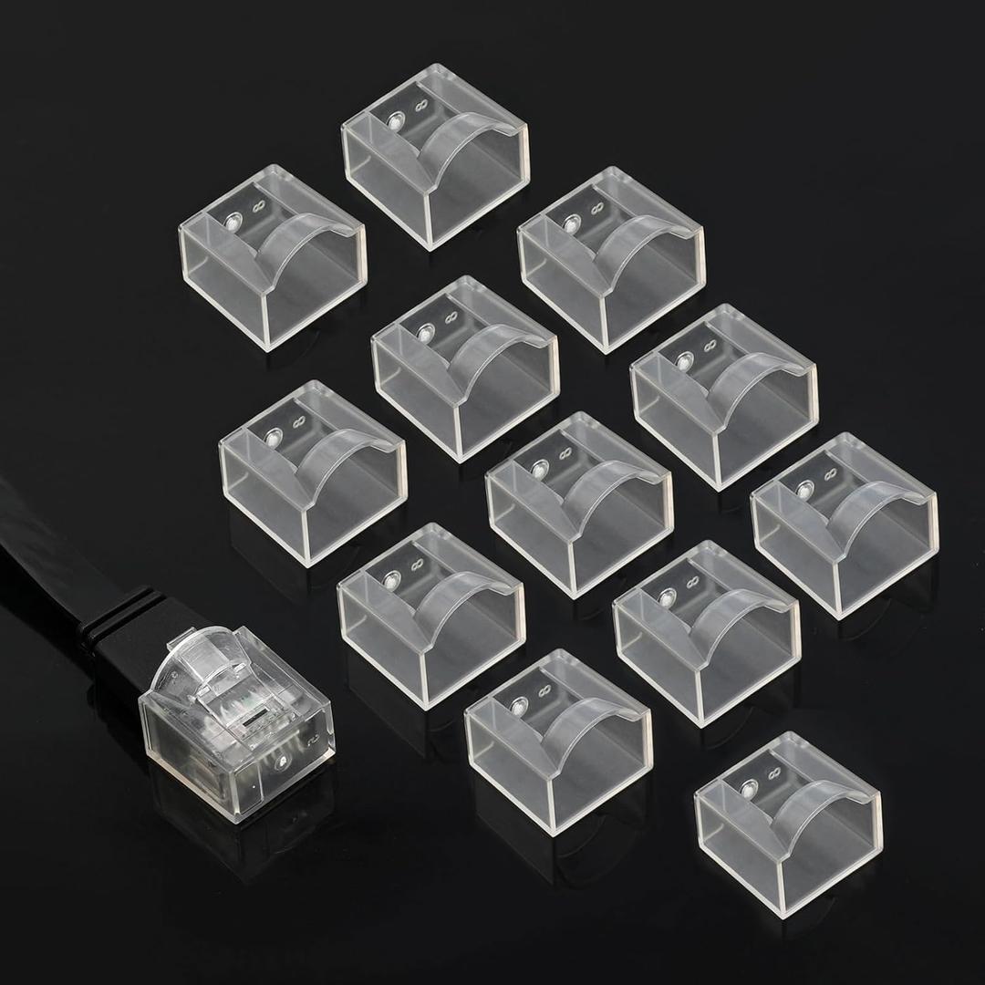 RJ45 Plug Protector Dust Covers 100 Pcs Transparent Click on/Lockable, Ethernet Plug Sheath Cable Plug Connector Cover for RJ45 CAT5e/Cat6/Cat7/Cat8 (Translucent)