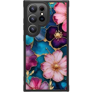 FUNMIKO for Samsung Galaxy S25 Ultra Case Wireless Charging & Military-Grade Protection - Trendy Floral Design for Women Girls, Matte Phone Cover with Shockproof Corners - Vibrant Flower Pattern