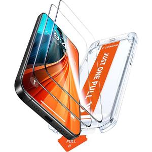 TORRAS MilitaryGrade Shatterproof for iPhone 16 Pro Screen Protector [9H+ Aerospace Tempered Glass＆ OneStep Installation] Full Coverage Fit Bubble Free TopNotch Protection, 2 Pack, GlassGo X