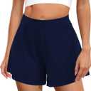 WHO IN SHOP Lounge Shorts for Women High Waist Ultra-Soft Cozy Sleepwear Pj Shorts Pajamas Bottom-5" Inseam (Blue, XL)