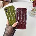 Caseative for iPhone 12 Case,Water Ripple Pattern Curly Wave Frame Soft Phone Case (White)
