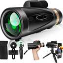 Monocular-Telescope 80x100 High Powered Monocular High Definition for Adults High Powered with Smartphone Adapter Telescope Hunting Wildlife Bird Watching Travel Camping Hiking-Light Black