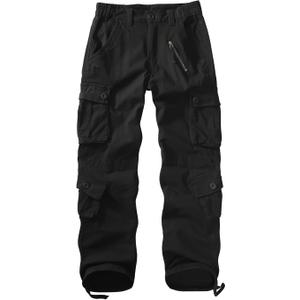 Sobrisah Women Mid-Rise Cargo Pants Heavy Cotton Casual Pants 8 Pockets Regular Fit/Plus Size 14 Military Work Trousers