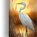 CCWORKERRY White Heron Pictures Bathroom Wall Decor Coastal Bird Couple Painting Beach Egret Poster Wildlife Reed Canvas Prints Hallway Decor(Yellow,16L x 24W)