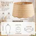 Boho Rattan Table Lamp Shade Scalloped Nightstand Bedside Accent Floor Lamp, 14" Top X 16" Bottom X 10" High