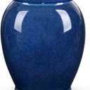 Blue Large Ceramic Vases for Flowers Navy Blue Glazed Pottery Vases Rustic Modern Farmhouse Distressed Decorative Vase for Home Kitchen Mantel Shelf Living Room Table Centerpiece Decor - 6.7 Inch Tall