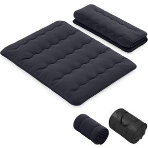 KOMFOTT Japanese Floor Mattress, 4 Inch Roll up Futon Mattress with Washable Cover & Storage Bag, Portable Camping Mattress, Foldable Mattress Tatami Mat, Sleeping Pad for Dorm (Black, Queen)