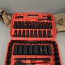 KBOISHA 1/2" Master Drive Impact Socket Set,65-Piece 6 Point Socket Set Standard SAE and Metric Sizes CR-V Steel Sockets with Adapters & Ratchet Handle
