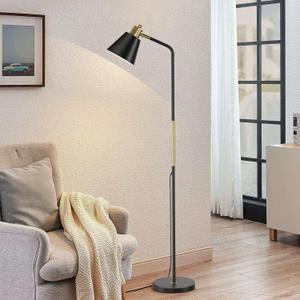 Industrial Floor Lamps for Living Rooms & Bedrooms - Rustic Farmhouse Reading Lamp - Standing, Adjustable Metal Heads Indoor Task Lighting for Living Room Bedroom Office Home Dcor (Black-Large)