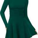 OFEEFAN Long Sleeve Dress Fall Homecoming Formal Party Club Mini Dresses Date Outfits (Small, Green)