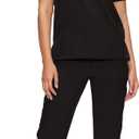 floralhue Scrubs for Women Set, Medical Women Scrubs, V-Neck Top and Straight Leg Pants with 11 Pockets (Relaxed Fit) (Small, Black)