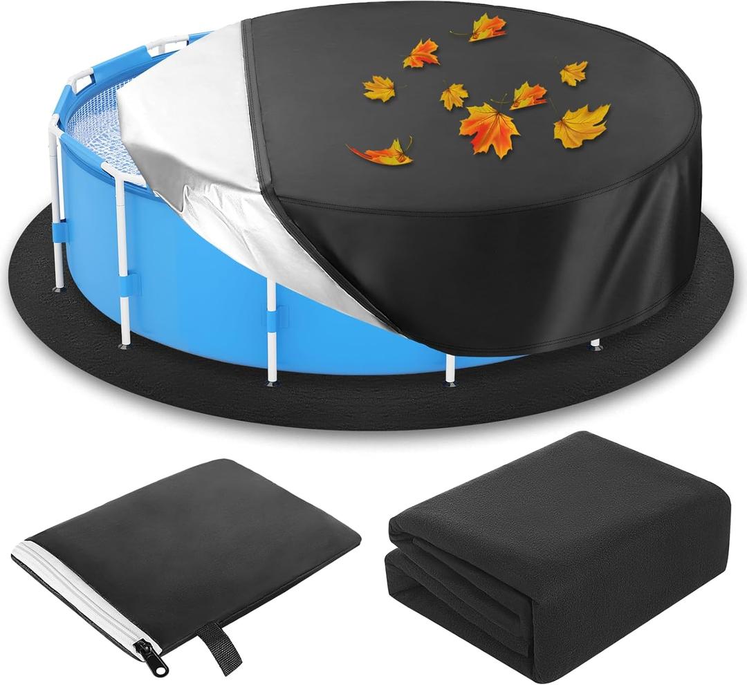 48 Inch Foldable Dog Pet Bath Pool Cover, 12 Ft Round Mats Thicker Black Pool Liner Pad for Bottom Protection, Collapsible Cover with Oxford Cloth Material and Drawstring Design