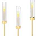 Ninonly Hurricane Candle Holders Set of 3, Tall Brass Candlestick Holders Metal Glass Candle Stands for Wedding Christmas Party Home Table Centerpiece Decorations