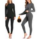 SIMIYA 2 Pack Thermal Underwear for Women Long Johns Winter Warm Fleece Lined Base Layer Set Cold Weather Top and Bottom L
