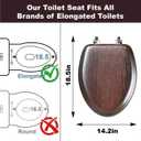Elongated Wood Toilet Seat Support 400 lbs. Heavy Duty Toilet Seat with Natural Wood Veneer for Bathroom, Dark Walnut Toilet Lid with Chrome Hinges, Grip-Tight Bumpers, Easy Clean, Easy Install
