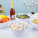 Hioasis 8 Pack Plastic Serving Bowls 128oz White Plastic Bowls Heavy Duty Disposable Serving Bowls for Party Snack & Salad & Candy & Bar Buffet