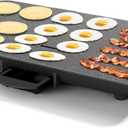 12x20inch Electric Griddle by BBQ Masters, 1700W Fast Even Heating, ILAG Granite Nonstick, Sloped Cooking Surface, Frameless Design for Easy Cleaning, Great for Family Gatherings, Black