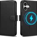 2 x Wallet Case for iPhone 16 with Card Holder, RFID Blocking, MagSafe, Kickstand, PU Leather Flip Folio Phone Case Cover Shockproof TPU Inner Shell Compatible with iPhone 16 (6.1")-Black