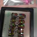 LOVFUL Press on Nails Rainbow Luxe | Handmade with Full Covered Crystals | Reusable Full Cover Nails | Square Short 0.8 in | K21(YH482)-M