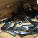 Vicenpal 6 Pcs Fireplace Stocking Garland Hanger for Mantel 2 in 1 Christmas Stocking Holder Two Hooks Durable Wrought Iron Metal Hanger with Padded for Holiday Xmas Home Shelf Decor (Retro Black)