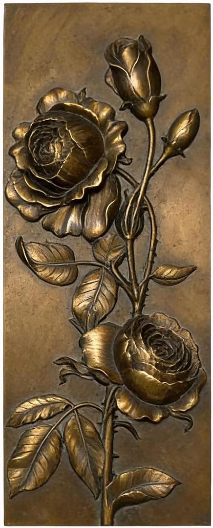 EvruCexul Vintage Floral Wall Sculpture, Antique Bronze Resin Wall Art with Ornate Botanical Design, Decorative Wall Plaque for Elegant Home Dcor (Rose)