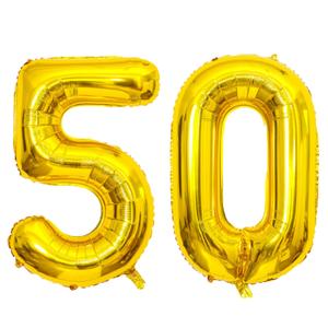6 x Giant Gold Number 50 Balloons, 40 Inch Jumbo Number 50, Large Foil Mylar Balloons for Girls Women 50th Birthday Party Decorations, 50 Anniversary Events Decorations