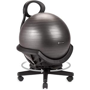 Gaiam Ultimate Balance Ball Chair (Standard or Swivel Base Option) - Premium Exercise Stability Yoga Ball Ergonomic Chair for Home and Office Desk - 52cm Anti-Burst Ball, Air Pump, Exercise Guide