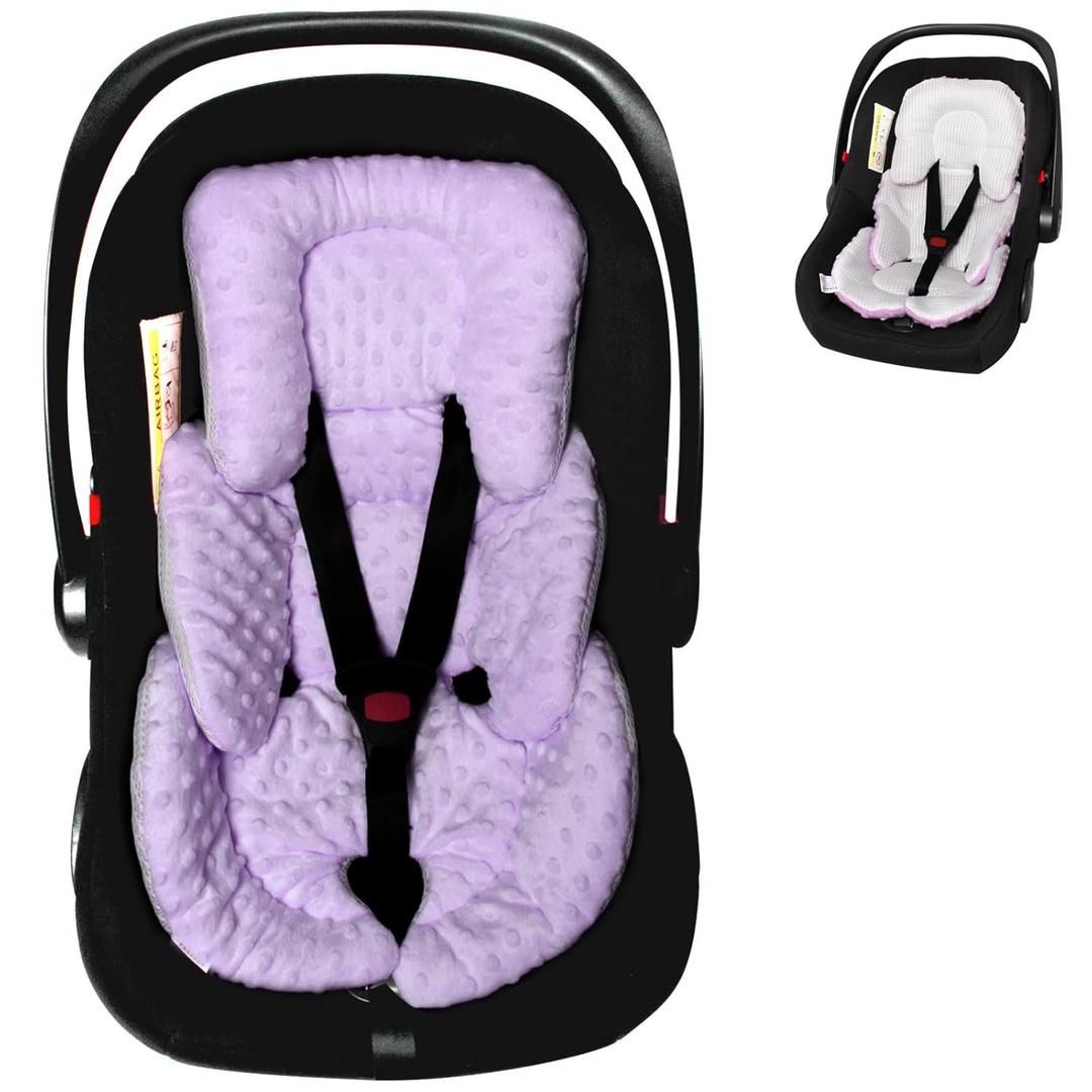 Infant Carseat Insert, 2-in-1 Reversible Baby Car Seat Cushion for Newborn Toddler Head & Body Support Car Seat Pad for Carseats, Strollers, Swings, Bouncers(Purple)