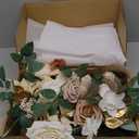 MISSPIN Artificial Flowers DIY Box Set Fake Roses Bouquet Bridal Wedding Flowers Colorful Centerpiece Table Decorations Boho Faux Floral with Stems Arrangements for Cake Home Party Indoor Outdoor (Champagne)