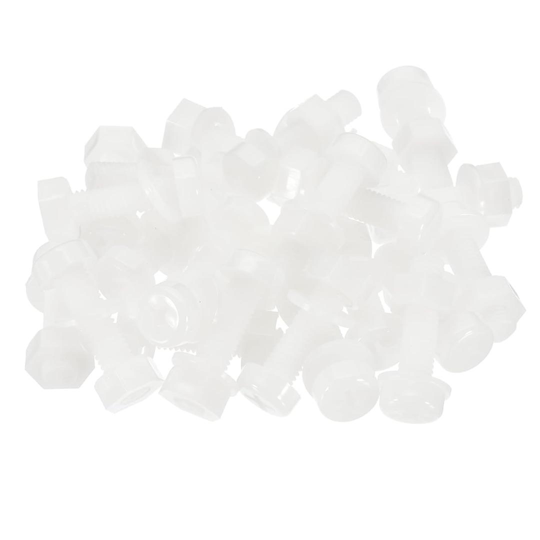 PATIKIL M8x30mm White Nylon Bolts Plastic Nuts Full Thread Head Screws, 24 Pcs