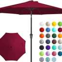 JEAREY 9FT Outdoor Patio Umbrella Outdoor Table Umbrella with Push Button Tilt and Crank, Market Umbrella 8 Sturdy Ribs UV Protection Waterproof for Garden, Deck, Backyard, Pool (Brick Red)