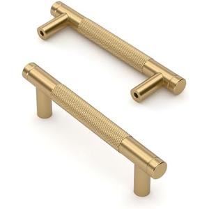 Asidrama 10 Pack 3.75 Inch(96mm) Champagne Bronze Cabinet Pulls Knurled Cabinet Handles Cupboard Handles Kitchen Cabinet Hardware for Cupboard Drawer Pulls