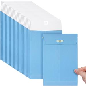Teling 50 Pcs 5 x 7.5 Manilla Envelopes Clasp Kraft Catalog with Closure for Storing Mailing 28 lb Kraft Envelope Paper for Office Document School Business Home(Blue)