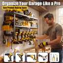 Heavy Duty Power Tool Organizer for Wall Mount Garage Storage 320 lbs Capacity, 3-Tier Iron Wire Rack with 7 Drill Slots, Shelf for Battery Charging Station Gift for Dad Handyman